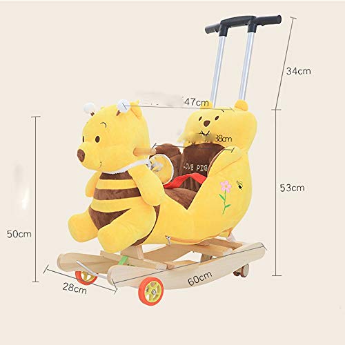 NXYJD Silla de Caballo Mecedora Multifuncional para niños 2 en 1 con música Cochecito de bebé Paseo en Juguetes Silla de Empuje 360 Rueda Universal