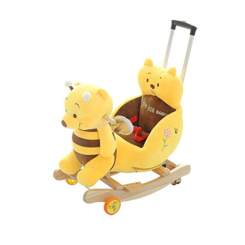 NXYJD Silla de Caballo Mecedora Multifuncional para niños 2 en 1 con música Cochecito de bebé Paseo en Juguetes Silla de Empuje 360 Rueda Universal