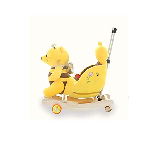 NXYJD Silla de Caballo Mecedora Multifuncional para niños 2 en 1 con música Cochecito de bebé Paseo en Juguetes Silla de Empuje 360 Rueda Universal