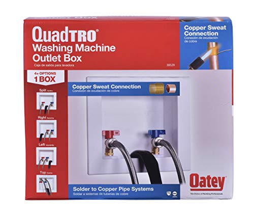 Oatey 38529 Quadtro - Caja de salida para lavadora (cobre, 1/4 pulgadas, giro de 2 pulgadas)