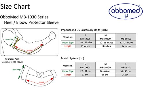 ObboMed MB-1930L Manga Terapéutica Protectora para Codo - Soporte para el Arco del Tobillera- Tejido de Algodón Transpirable y Poli Espuma - Circunferencia del Brazo : 30.5 - 45.7 cm