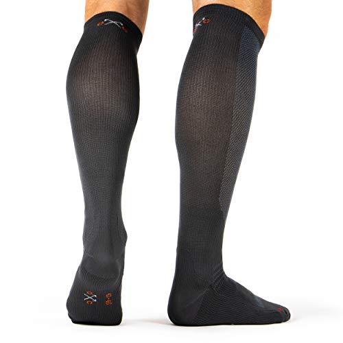 Occulto 1-2 Pares Medias de Compresion para Hombre y Mujer, Calcetines COMPRESIVOS 25-30mmHG para Deporte, Viajes, Embarazo y REGENERACIÓN 2 Pares | Azul,Gris 39-42