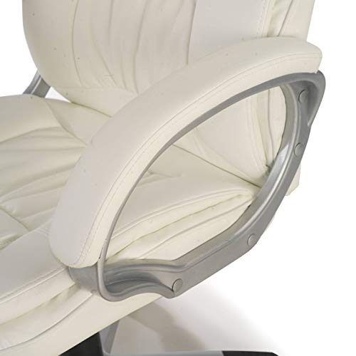 Ofichairs Sillón Baviera Silla de Escritorio Sillón de Oficina Silla de Oficina Sillón despacho simi Piel Respaldo Alto Brazos fijos Color Blanco