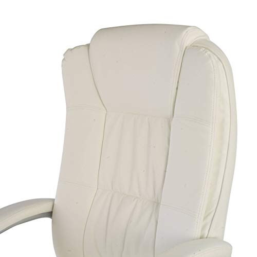 Ofichairs Sillón Baviera Silla de Escritorio Sillón de Oficina Silla de Oficina Sillón despacho simi Piel Respaldo Alto Brazos fijos Color Blanco