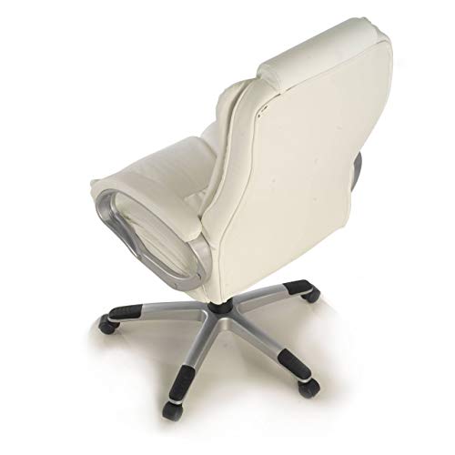 Ofichairs Sillón Baviera Silla de Escritorio Sillón de Oficina Silla de Oficina Sillón despacho simi Piel Respaldo Alto Brazos fijos Color Blanco