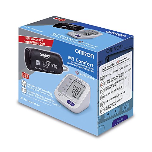 OMRON M3 Comfort - Tensiómetro de brazo, tecnología Intelli Wrap Cuff, Blanco, M3 con Manguito Inteligente