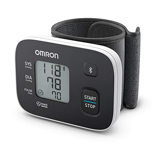 OMRON RS3 Intelli IT - Tensiómetro de muñeca con conectividad Bluetooth para uso doméstico o externo, color negro