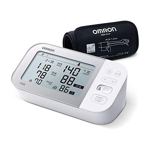 Omron Tensiómetro X7 Smart, Monitor para la presión arterial con detector de AFib y Bluetooth, para el hogar + Adaptador de corriente AC para tensiómetro M2, M3, M6, M7 y inhalador C803