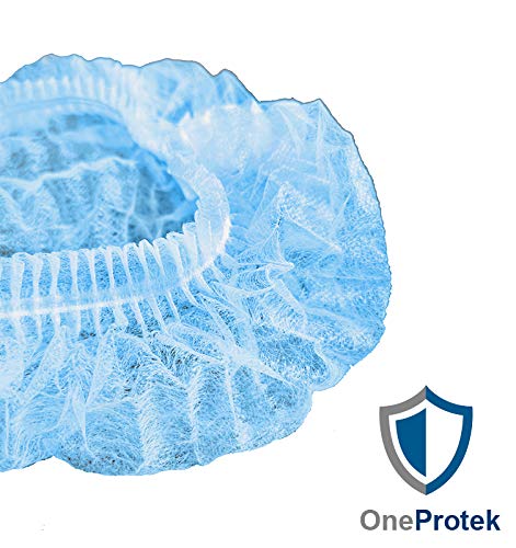 OneProtek -100 Gorros desechables no tejido - Gorro protectore para el cabello - Resistente, doble elásticos y antipolvo - Azul