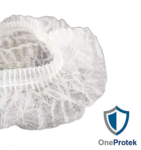 OneProtek -100 Gorros desechables no tejido - Gorro protectore para el cabello - Resistente, doble elásticos y antipolvo -Blanca