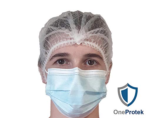 OneProtek -100 Gorros desechables no tejido - Gorro protectore para el cabello - Resistente, doble elásticos y antipolvo -Blanca