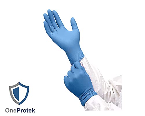 OneProtek - 100 PCS/Caja Guantes nitrilo desechables - Talla M - Azul - Sin látex sin polvo – Resistentes y multiusos - Disponible en caja de 1, 2, 4, 10