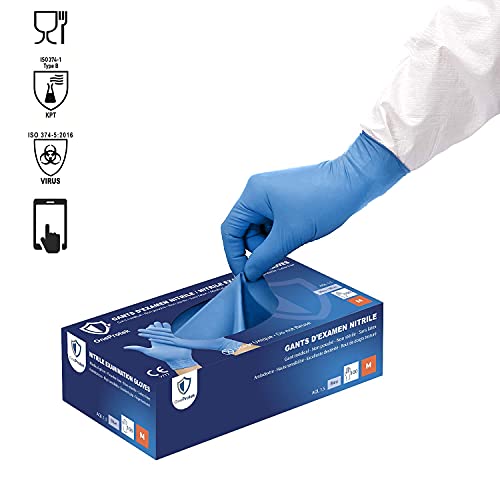 OneProtek - 100 PCS/Caja Guantes nitrilo desechables - Talla M - Azul - Sin látex sin polvo – Resistentes y multiusos - Disponible en caja de 1, 2, 4, 10