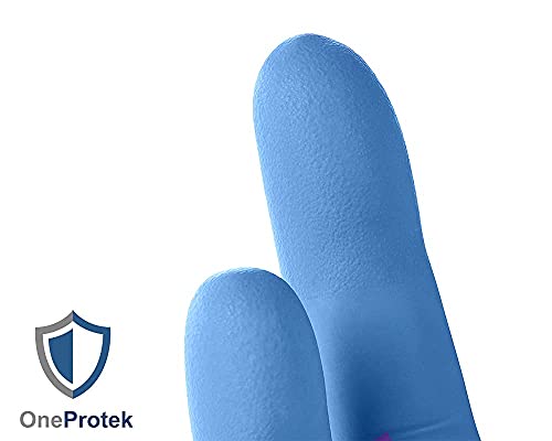 OneProtek - 100 PCS/Caja Guantes nitrilo desechables - Talla M - Azul - Sin látex sin polvo – Resistentes y multiusos - Disponible en caja de 1, 2, 4, 10