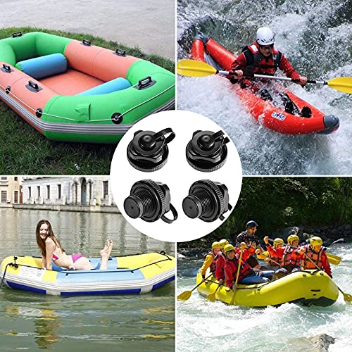 opamoo Adaptador de Válvula de Aire, 4 Piezas Válvula de Aire de Bote Barco Inflable de Piragua Kayak Canoa Colchón Inflable Colchoneta Hinchable, para Balsa de Goma Balsa Kayak Piscina (Negro)