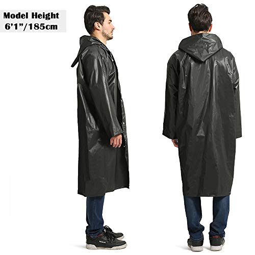 Opret Chubasqueros Impermeable (Paquete de 2), Ponchos Impermeables Capa Lluvia con Mangas y Capucha para Mujer y Hombre, Negro