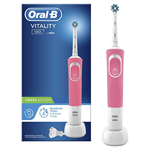 Oral-B Vitality 100 Cepillo de Dientes Eléctrico con Mango Recargable, Tecnología Braun y 1 Cabezal de Recambio - Rosa