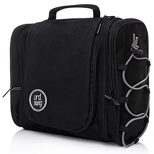 ord.nung Neceser | Belleza y Cósmetica | Bolsos de viaje grandes | 3 compartimentos | Montaje de carretilla funcional | Para damas y caballeros unisex | Negro