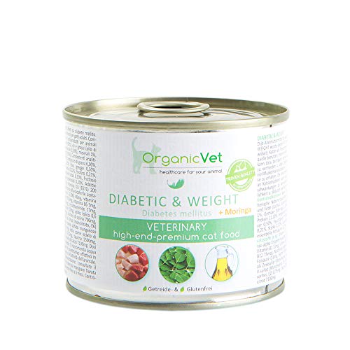 OrganicVet Comida húmeda para Gatos Veterinary Diabetic & Weight, 6 Unidades (6 x 200 g)