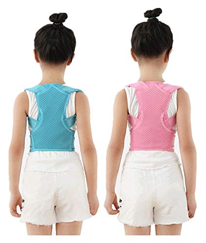 Órtesis de espalda Los niños ajustable Corrector de Postura espalda correa de soporte ortopédico niños corsé for Niños espina dorsal lumbar del hombro Los apoyos de la Salud 10.10 (Color: azul, tamaño