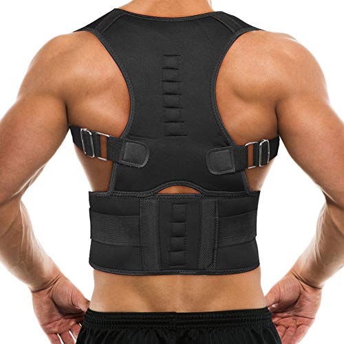 Ortesis para el hombro, corrector de postura del hombro, transpirable ajustable, cinturón de hombro unisex para adultos y niños con correas ajustables(negro XL)