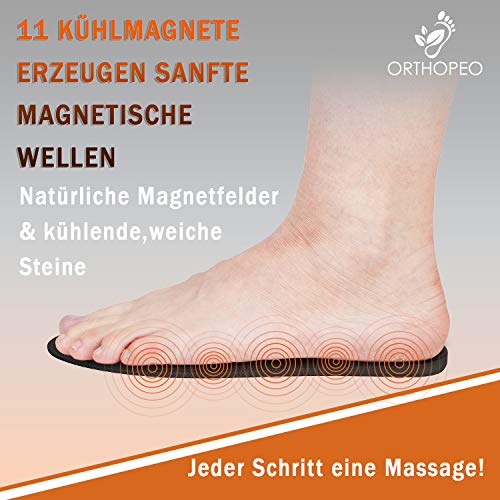 ORTHOPEO© Plantillas de acupresión, magnéticas, de masaje, ortopédicas, contra el dolor de pies y el dolor de espalda, para zapatos, con efecto de bienestar