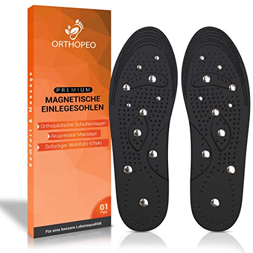 ORTHOPEO© Plantillas de acupresión, magnéticas, de masaje, ortopédicas, contra el dolor de pies y el dolor de espalda, para zapatos, con efecto de bienestar