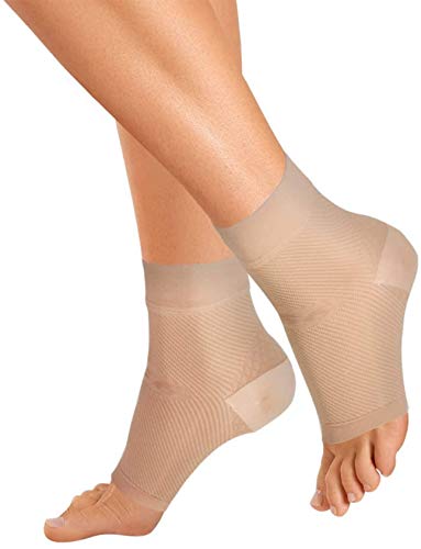 Orthosleeve media compresión graduada FS6, Beige, talla L. 6 zonas de compresión. Producto específico para fascitis plantar y dolor en el talón, Mejora la circulación, Reduce la inflamación