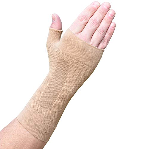 Orthosleeve muñequera compresión graduada WS6, Beige, talla L - 6 zonas de compresión - Alivio del dolor del túnel carpiano, muñeca y pulgar - Reduce la inflamación