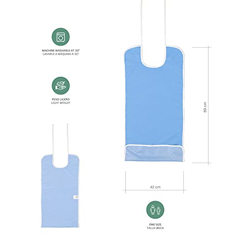 Ortones | Babero Adulto Impermeable | Para Personas Mayores | Reutilizable 100% PU | Resistente e Ignífugo | 89 cm de largo x 42 cm de ancho | Color Azul | Precio por Unidad