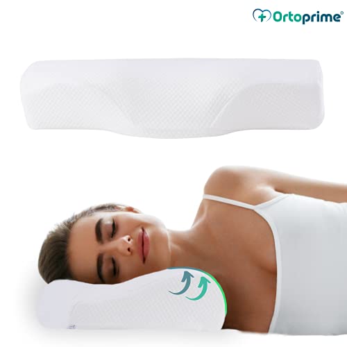 OrtoPrime Almohada Cervical Viscoelástica Anatómica Confort - Almohada Ortopédica Efecto Memoria - Cojín Cervical Adaptable - Almohada Ergonómica Previene el Dolor de Cuello