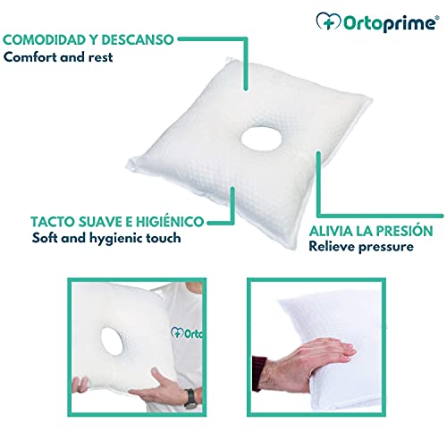 OrtoPrime Almohada Condrodermatitis - Cojín Antiescaras para Oreja - Almohada Antiescaras para Oreja - Almohada Ortopédica Terapéutica - Alta Protección - Almohada Cervical médica