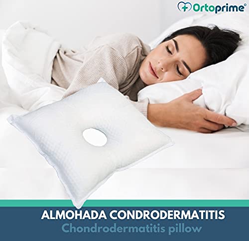 OrtoPrime Almohada Condrodermatitis - Cojín Antiescaras para Oreja - Almohada Antiescaras para Oreja - Almohada Ortopédica Terapéutica - Alta Protección - Almohada Cervical médica