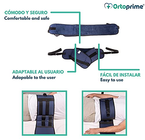 OrtoPrime Cinturón Sujeción cama de 90 y 105 cm - Cinturón cama Ancianos Anticaídas - Arnés Personas mayores Ortopédico - Cinturón de Seguridad para ancianos y adultos