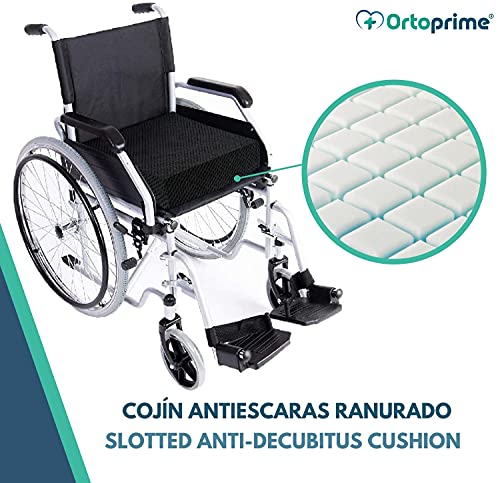 OrtoPrime Cojín Antiescaras Ortopédico Espuma Ranurada 3D Confort - Prevención Antiescaras y Alivio de la Presión - Cojín Silla de Ruedas Cojines Antiescaras Oficina Teletrabajo y Hogar