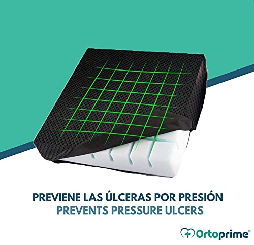 OrtoPrime Cojín Antiescaras Ortopédico Espuma Ranurada 3D Confort - Prevención Antiescaras y Alivio de la Presión - Cojín Silla de Ruedas Cojines Antiescaras Oficina Teletrabajo y Hogar