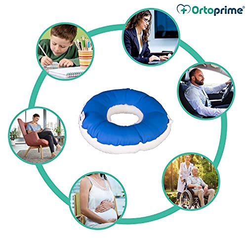 OrtoPrime Cojín Antiescaras para Coxis - Prevención y Tratamiento de Ulceras por Presión - Asiento Ortopédico para Sillas de ruedas, Oficina, Coche y hogar - Cojín Postural Redondo con Agujero