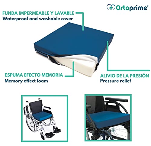 OrtoPrime Cojín Antiescaras Viscoelástico Postural - Cojín Coxis Ortopédico Espuma de Memoria - Cojín Escaras Terapéutico - Indicado para Silla de Ruedas, Hogar, Coche y Oficina