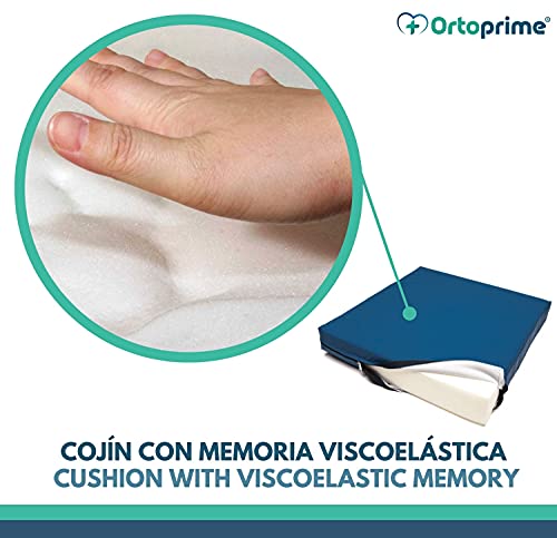 OrtoPrime Cojín Antiescaras Viscoelástico Postural - Cojín Coxis Ortopédico Espuma de Memoria - Cojín Escaras Terapéutico - Indicado para Silla de Ruedas, Hogar, Coche y Oficina