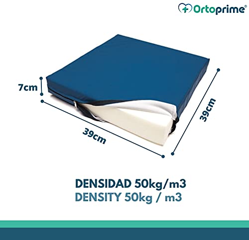 OrtoPrime Cojín Antiescaras Viscoelástico Postural - Cojín Coxis Ortopédico Espuma de Memoria - Cojín Escaras Terapéutico - Indicado para Silla de Ruedas, Hogar, Coche y Oficina