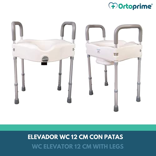 OrtoPrime Elevador WC Adultos con Reposabrazos Acolchados - Alzador wc Patas Regulables en Altura - Silla wc Medida Universal - Alza wc Baño Adaptado Cómodo y Seguro - Adaptador wc con Patas