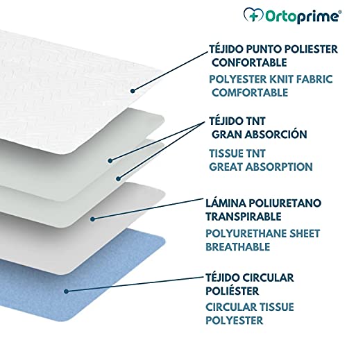 OrtoPrime Empapadores Cama Adultos LAVABLES 135 cm - Protector Cama ABSORBENTE 4,65 Litros – Empapador Cama Grande - PROTECTOR Colchón Impermeable - Empapador Reutilizable 400 Lavados