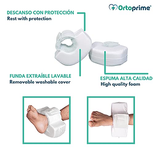 OrtoPrime Pack 2 Taloneras Antiescaras Forma Curva - Protector Ortopédico de Talón Pies y Codos - Par Dos Unidades - Talla Universal Adaptable - Cojines Antiescaras para Silla de Ruedas y Cama