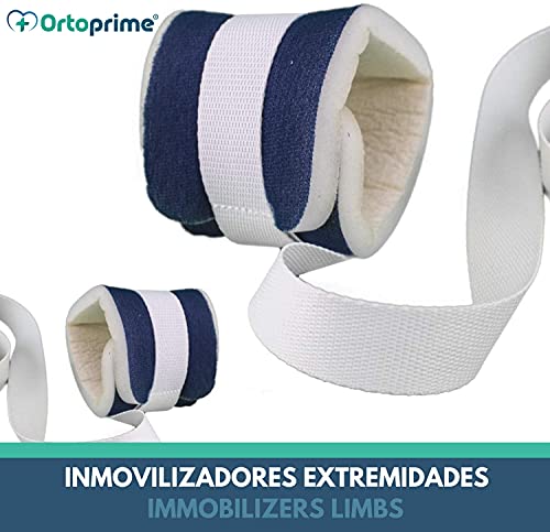 OrtoPrime PACK x2 Inmovilizadores Extremidades Antilesiones - Muñequeras Sujeción Médicas - Cinturón Sujeción Cama Hospital Hogar Geriátrico o Silla de Ruedas - Protección Anticaídas Universal