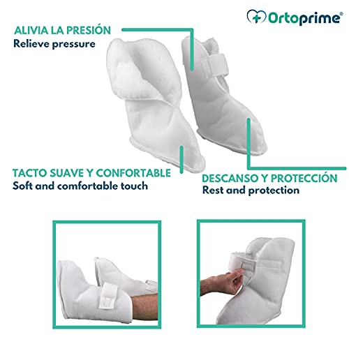 OrtoPrime Par BOTAS Antiescaras Suaves 2 UNIDADES - Protector Talones Antiescaras PREVENCIÓN Úlceras y llagas - Taloneras Antiescaras UNIVERSAL - Cojín Antiescaras Pies Suaves y Cómodos