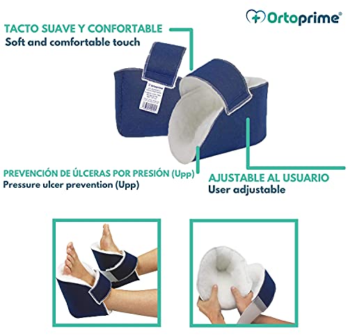 OrtoPrime Par PATUCOS Antiescaras Azules 2 UNIDADES - Protector Talones + Codos PREVENCIÓN Úlceras y llagas - Taloneras Antiescaras UNIVERSAL - Cojín Antiescaras Pies Suave + Cómodo