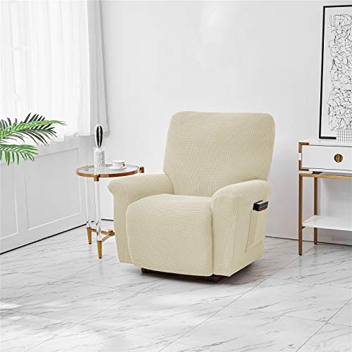 Orumrud Funda de Sillón Relax Elástica Completo Protector para Sillón Reclinable,4 Partes Elástica Jacquard Funda de Sillón，Sillón eléctrico Funda reclinable Silla Funda