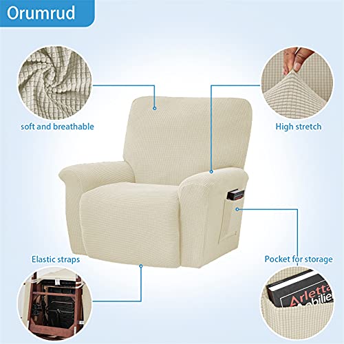 Orumrud Funda de Sillón Relax Elástica Completo Protector para Sillón Reclinable,4 Partes Elástica Jacquard Funda de Sillón，Sillón eléctrico Funda reclinable Silla Funda