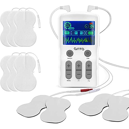 OSITO Tens EMS Electroestimulador Tens - Electroestimulador Digital con 25 Modos&10 Electrodos, Electroestimulador Muscular para Aliviar el Dolor, Masajes, Estimulación Muscular y Electrodos para Tens