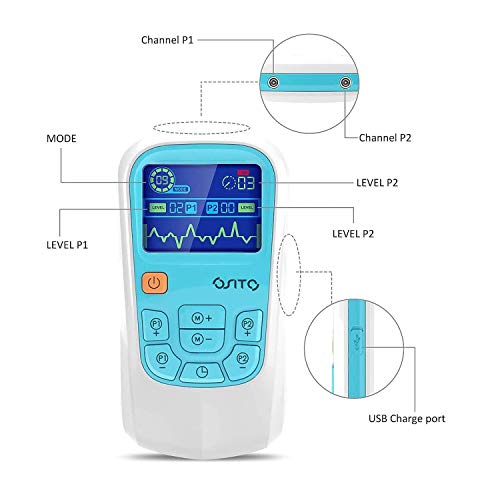 OSITO Tens EMS Electroestimulador Tens - Electroestimulador Digital con 25 Modos&6 Electrodos, Electroestimulador Muscular para Aliviar el Dolor, Masajes, Estimulación Muscular y Electrodos para Tens